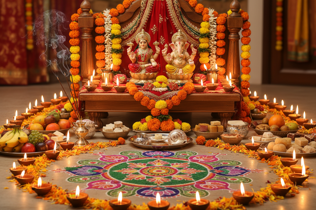 Diwali Puja Setup